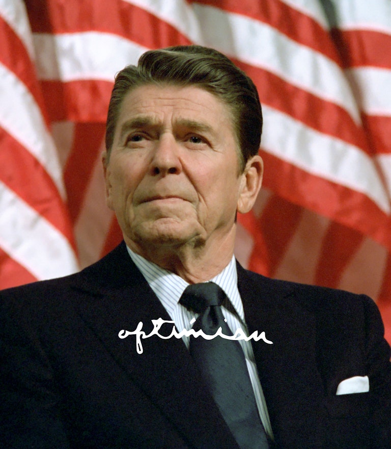 "Optimism" "Optimism" - Reagan with American flag